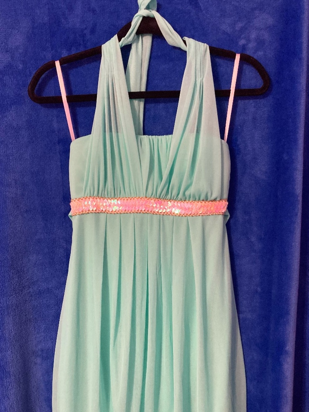 VINTAGE - BEACH/CRUISE VACATION - Teal Halter minidress